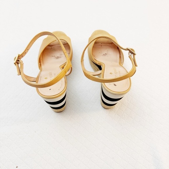 Kate Spade Deanne Open Toe Striped Wedge Sandals Size 8.5 - Picture 3 of 6